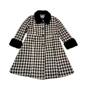 Rothschild Vintage Houndstooth Faux Fur Lined Coat Size 5